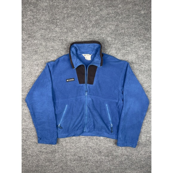 Columbia Blue Fleece Zip Jacket Youth 18/20 Vintage Outdoor Full Zip Warm - Picture 16 of 16